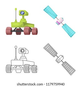 Isolated object of mars and space sign. Set of mars and planet stock vector illustration.