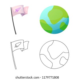 Isolated object of mars and space sign. Set of mars and planet stock vector illustration.