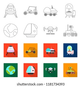 Isolated object of mars and space sign. Collection of mars and planet stock vector illustration.