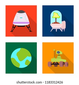 Isolated object of mars and space sign. Collection of mars and planet stock symbol for web.
