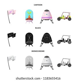 Isolated object of mars and space sign. Set of mars and planet vector icon for stock.