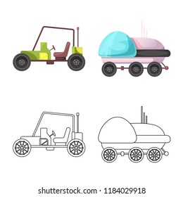 Isolated object of mars and space sign. Set of mars and planet vector icon for stock.