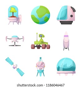 Isolated object of mars and space sign. Set of mars and planet vector icon for stock.