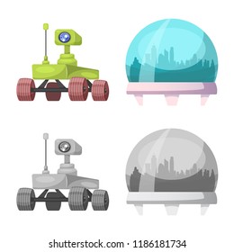Isolated object of mars and space sign. Collection of mars and planet vector icon for stock.