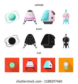 Isolated object of mars and space sign. Collection of mars and planet stock symbol for web.