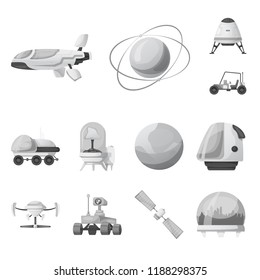 Isolated object of mars and space sign. Collection of mars and planet stock vector illustration.