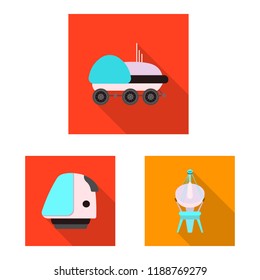 Isolated object of mars and space sign. Set of mars and planet stock symbol for web.