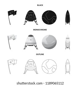 Isolated object of mars and space sign. Set of mars and planet stock symbol for web.