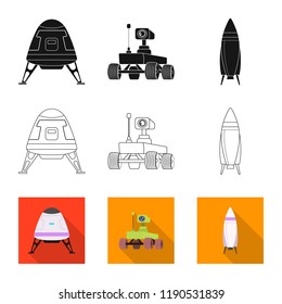 Isolated object of mars and space sign. Set of mars and planet stock vector illustration.