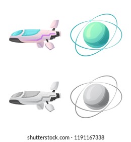Isolated object of mars and space sign. Collection of mars and planet stock symbol for web.