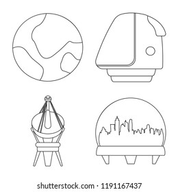 Isolated object of mars and space sign. Set of mars and planet stock vector illustration.