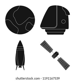 Isolated object of mars and space sign. Set of mars and planet vector icon for stock.