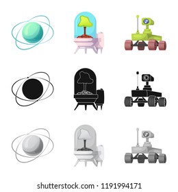 Isolated object of mars and space sign. Collection of mars and planet vector icon for stock.