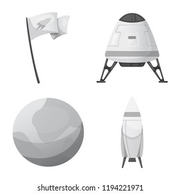 Isolated object of mars and space sign. Set of mars and planet vector icon for stock.