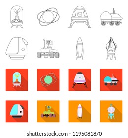Isolated object of mars and space sign. Set of mars and planet stock symbol for web.