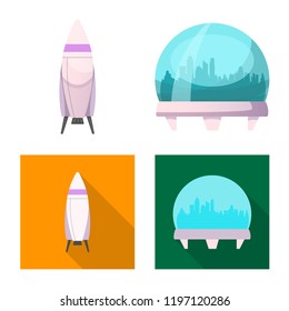 Isolated object of mars and space sign. Collection of mars and planet stock symbol for web.