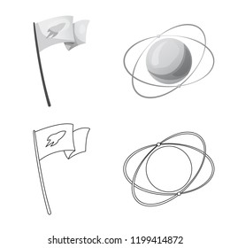 Isolated object of mars and space sign. Set of mars and planet stock symbol for web.