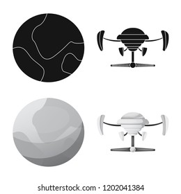 Isolated object of mars and space sign. Collection of mars and planet stock symbol for web.