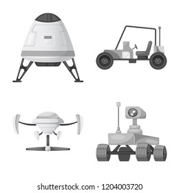 Isolated object of mars and space sign. Collection of mars and planet vector icon for stock.