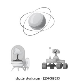 Isolated object of mars and space sign. Set of mars and planet stock symbol for web.