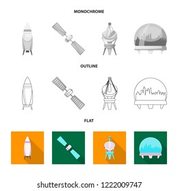 Isolated object of mars and space sign. Set of mars and planet vector icon for stock.