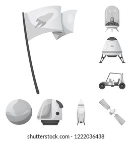 Isolated object of mars and space sign. Set of mars and planet vector icon for stock.
