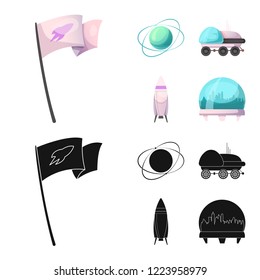Isolated object of mars and space sign. Set of mars and planet vector icon for stock.