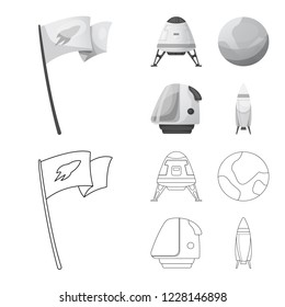 Isolated object of mars and space sign. Collection of mars and planet vector icon for stock.