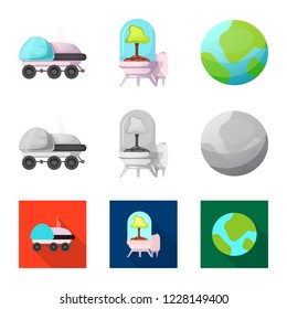 Isolated object of mars and space sign. Collection of mars and planet stock vector illustration.