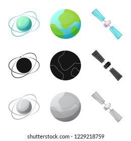 Isolated object of mars and space sign. Set of mars and planet stock symbol for web.