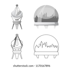 Isolated object of mars and space symbol. Set of mars and planet vector icon for stock.