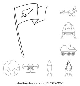 Isolated object of mars and space symbol. Collection of mars and planet stock vector illustration.