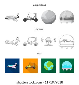 Isolated object of mars and space symbol. Set of mars and planet stock vector illustration.