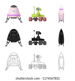 Isolated object of mars and space symbol. Collection of mars and planet vector icon for stock.