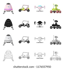 Isolated object of mars and space symbol. Set of mars and planet stock vector illustration.