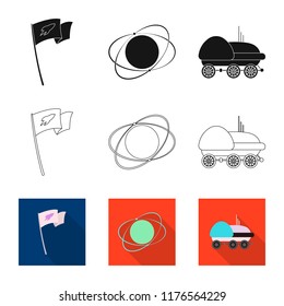 Isolated object of mars and space symbol. Set of mars and planet stock vector illustration.