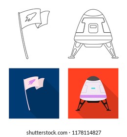 Isolated object of mars and space symbol. Set of mars and planet stock vector illustration.