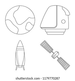 Isolated object of mars and space symbol. Collection of mars and planet stock vector illustration.