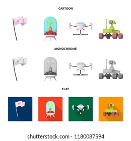 Isolated object of mars and space symbol. Set of mars and planet vector icon for stock.