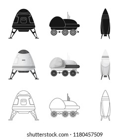 Isolated object of mars and space symbol. Set of mars and planet vector icon for stock.