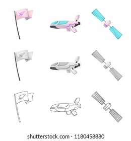 Isolated object of mars and space symbol. Collection of mars and planet vector icon for stock.