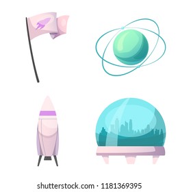 Isolated object of mars and space symbol. Set of mars and planet vector icon for stock.