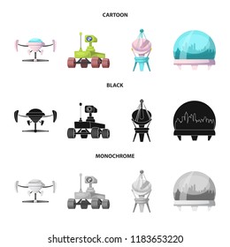 Isolated object of mars and space symbol. Collection of mars and planet stock vector illustration.