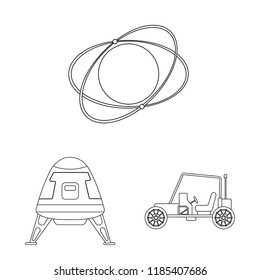 Isolated object of mars and space symbol. Collection of mars and planet stock symbol for web.