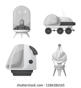 Isolated object of mars and space symbol. Collection of mars and planet stock vector illustration.
