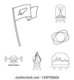 Isolated object of mars and space symbol. Set of mars and planet vector icon for stock.