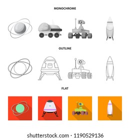 Isolated object of mars and space symbol. Collection of mars and planet stock vector illustration.
