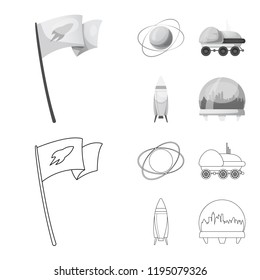 Isolated object of mars and space symbol. Collection of mars and planet vector icon for stock.