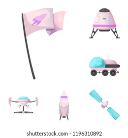 Isolated object of mars and space symbol. Set of mars and planet vector icon for stock.