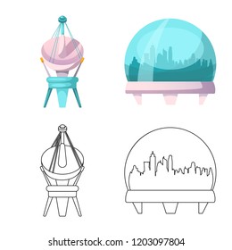 Isolated object of mars and space symbol. Set of mars and planet stock vector illustration.